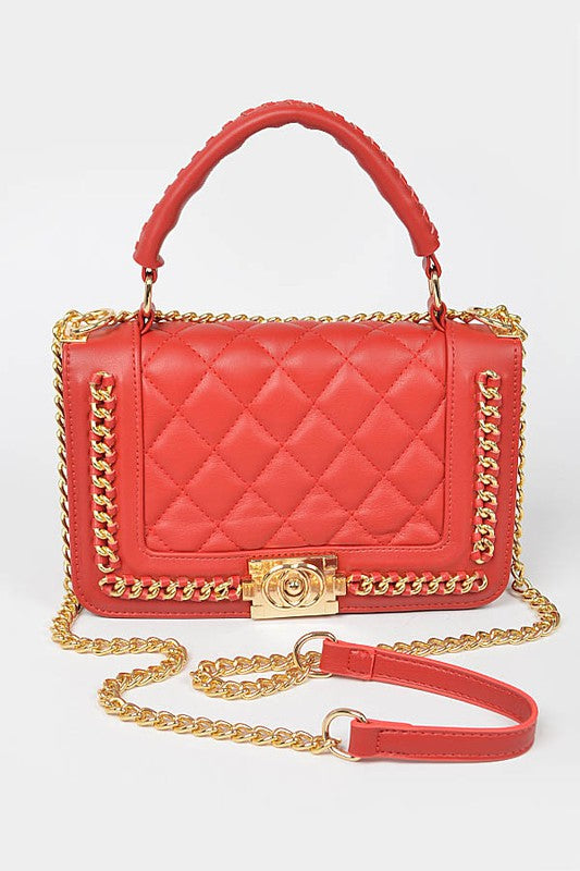 Quilted Chain Flap/Crossbody Handbag