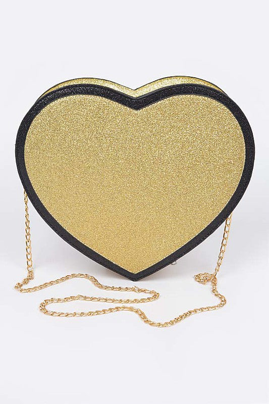 XL Glitter Heart Shape Crossbody Handbag