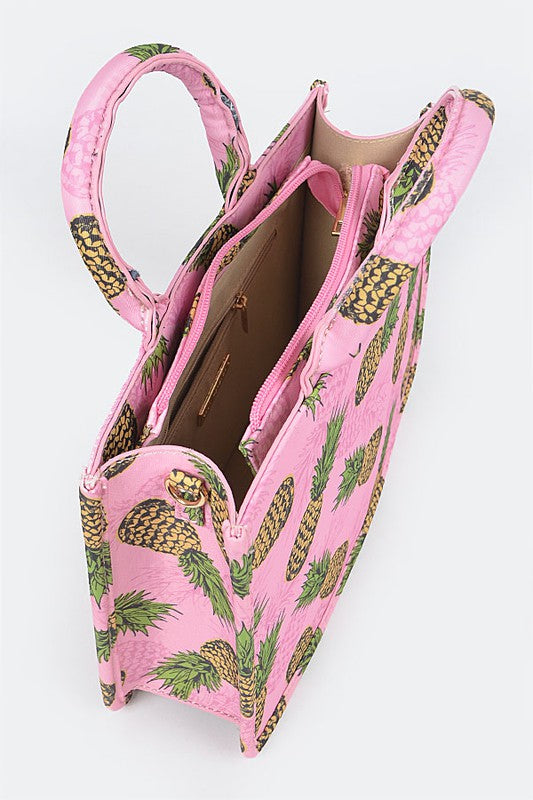 Pink Pineapple Tote Handbag