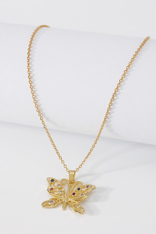 Butterfly Stone Pendant Necklace