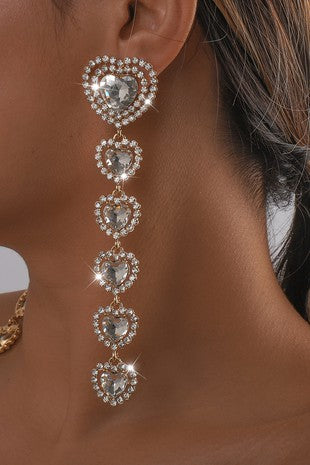 Large Long Tassel Heart Dangle Earrings