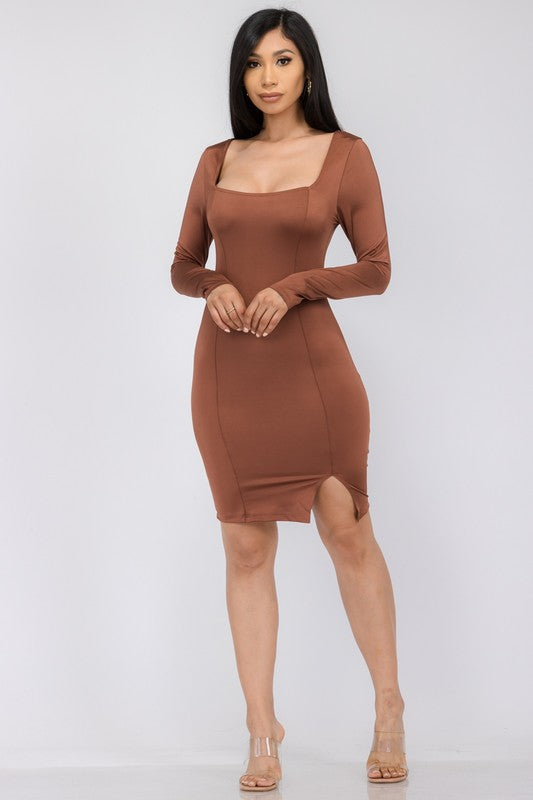 Simple Brown Mini Dress