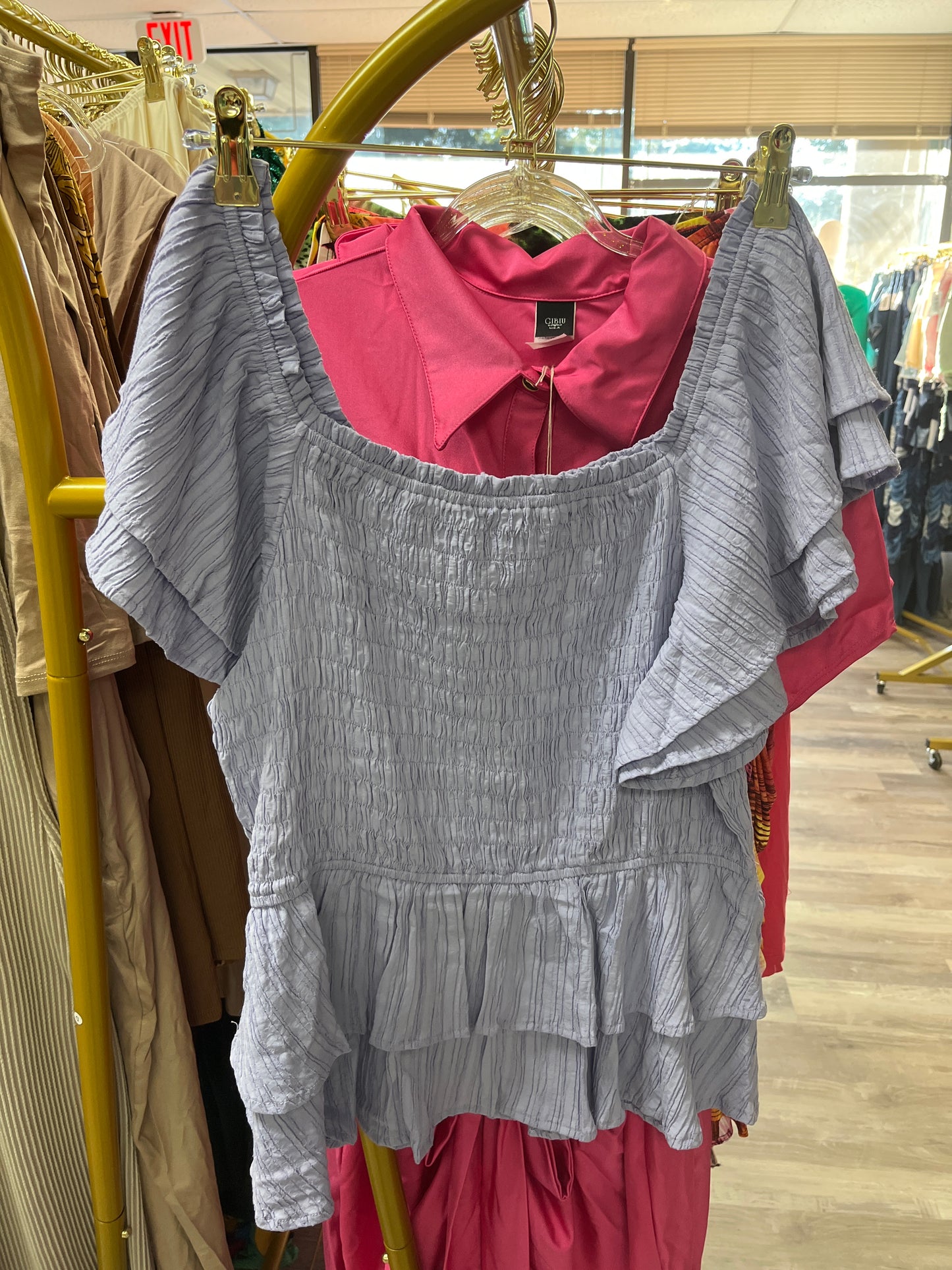 Smocked Peplum Curve Top