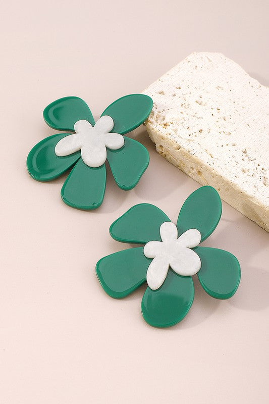 Resin Flower Drop Earrings