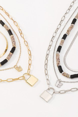 Chunky Layered Chain Clay Beads Necklace