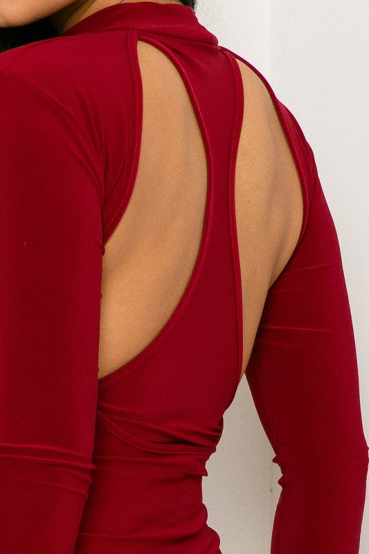 Mock Neck Cutout Maxi Dress