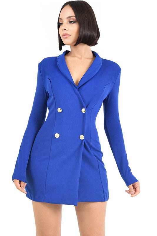 Gold Button Jacket Dress