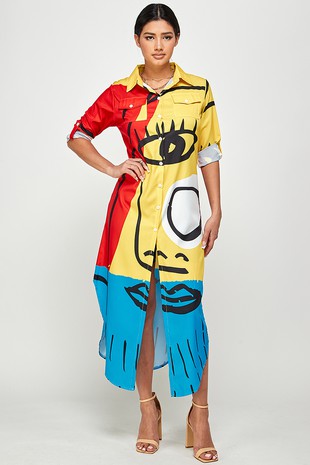 Picasso Button Down Shirt Dress