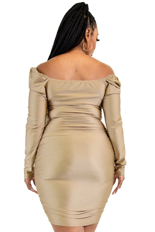 Satin Puff Mini Dress