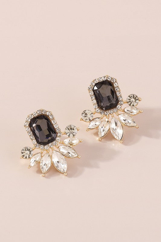 Large Colored Crystal Stud Earrings