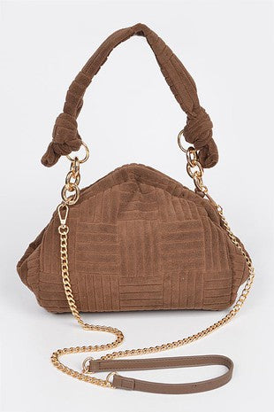 Embossed Micro Suede Clutch/Crossbody Handbag