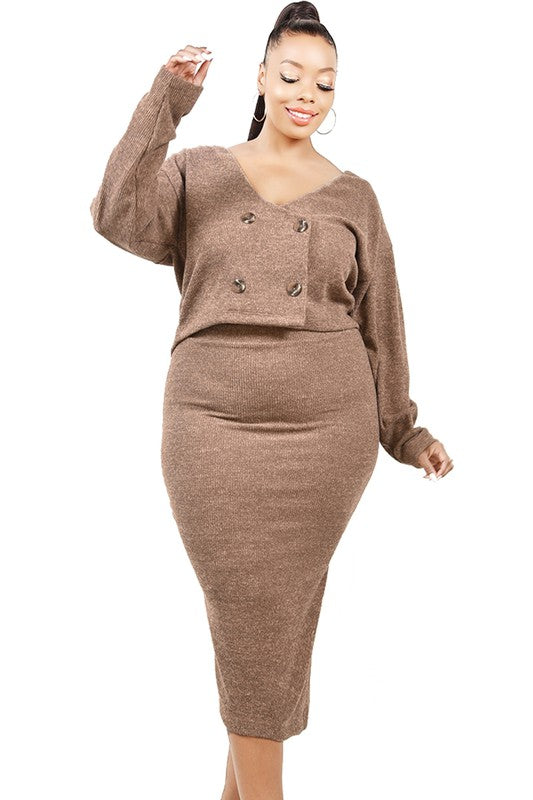 Knit Double Breasted 2PC Set