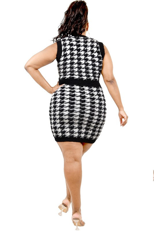 Houndstooth Curve Mini Dress