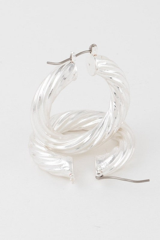 Twisted Pillar Hoop Earrings