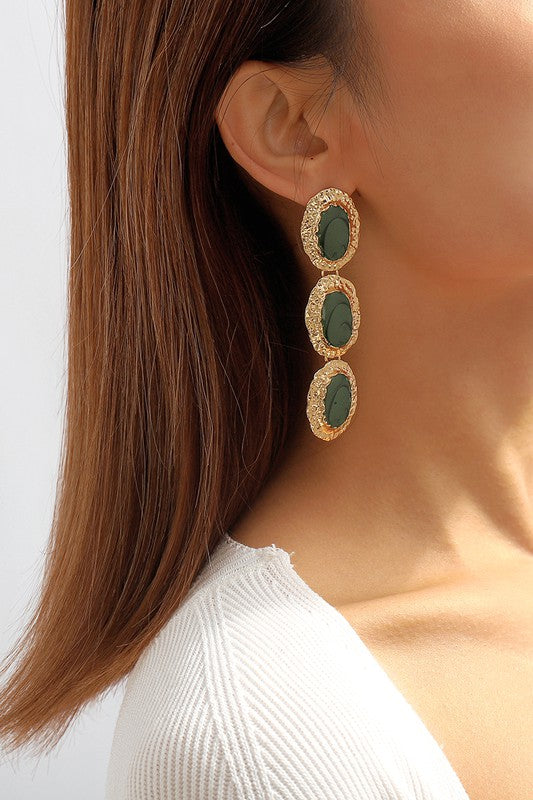 Tiered Colored Enamel Drop Earrings