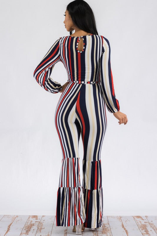 Long Sleeve Stripe Jumpsuit