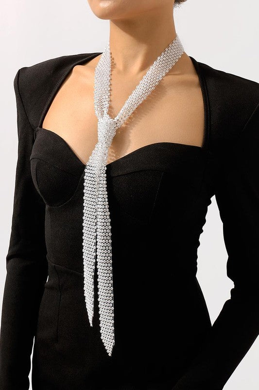 Long Scarf Rhinestone Necklace