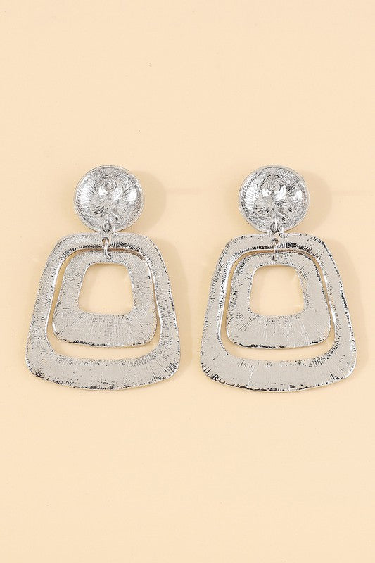 Geometric Metal Square Drop Earrings