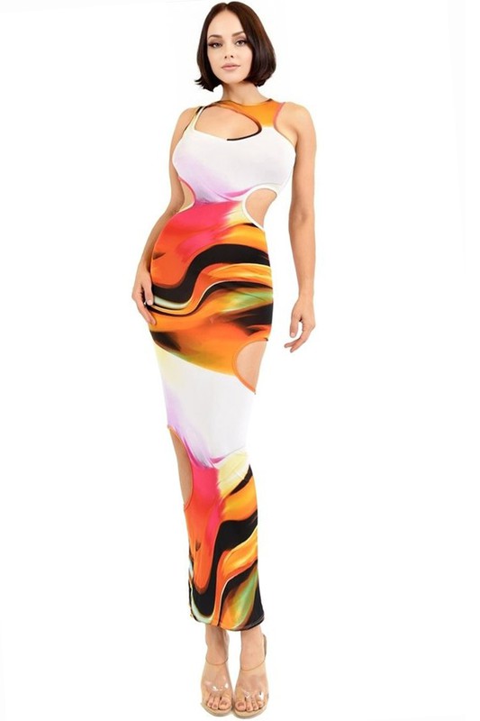Waves Cut Out Maxi Dress