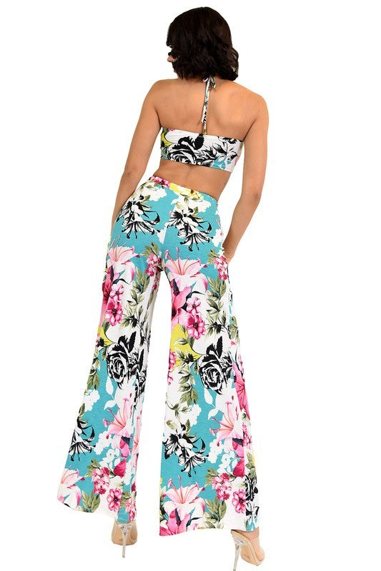 Floral Halter Top 2PC Set