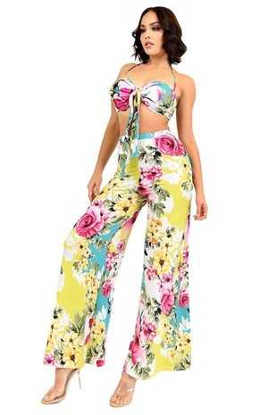 Floral Halter Top 2PC Set