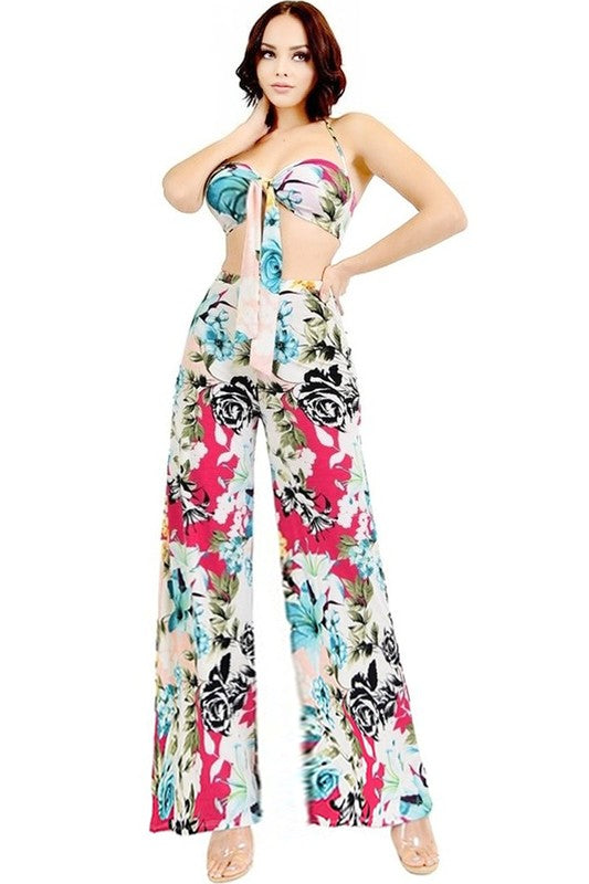 Floral Halter Top 2PC Set