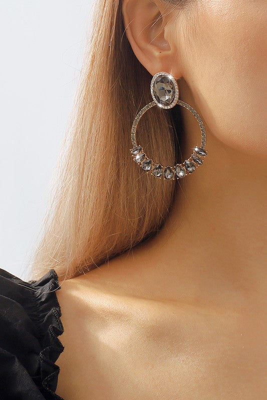 Round Rhinestone Drop Earrings