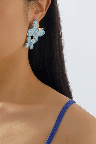Double Enamel Butterfly Earrings