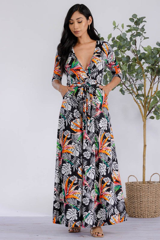 Colorful Palm Maxi Dress