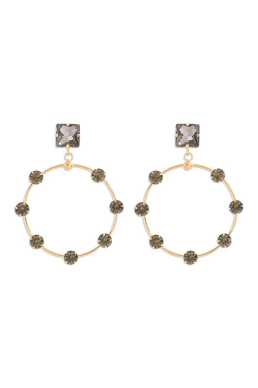 Charm Rhinestone Round Hoop Earrings