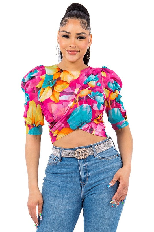 Floral Puff Sleeve Blouse
