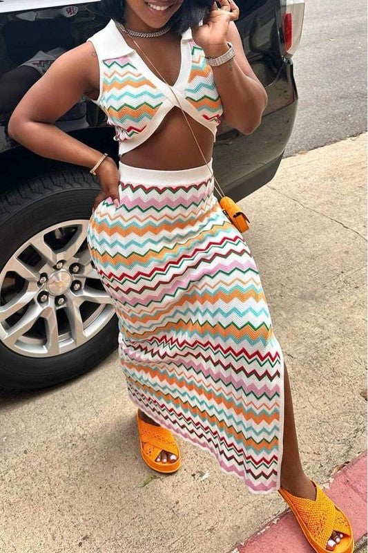 Ripple Crop Top 2PC Set