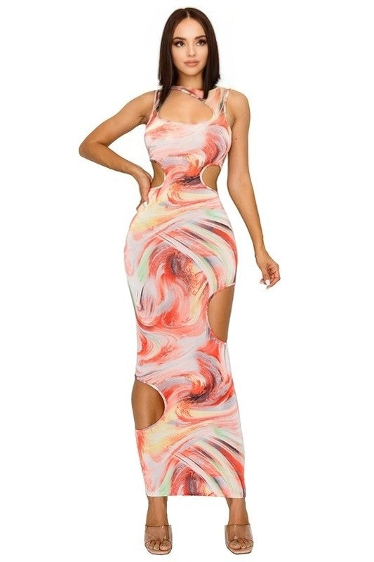 Waves Cut Out Maxi Dress