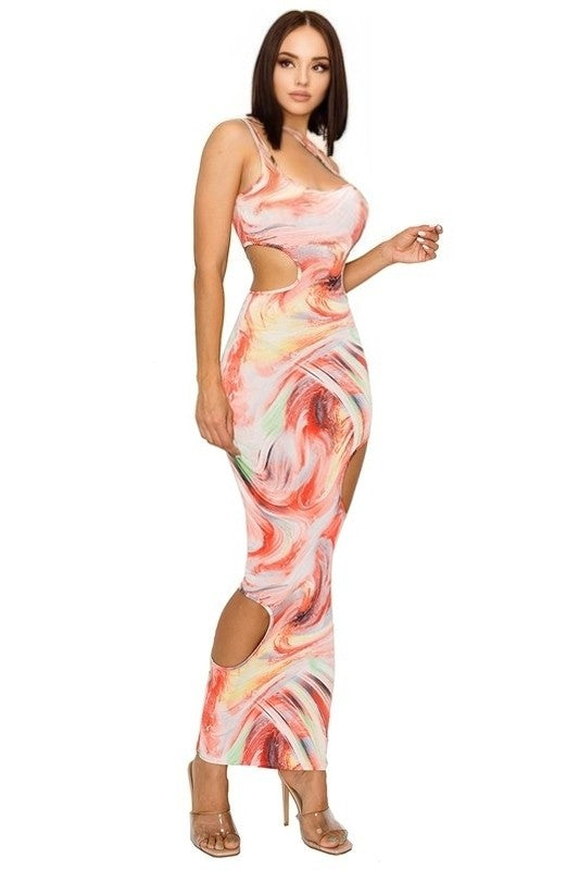 Waves Cut Out Maxi Dress