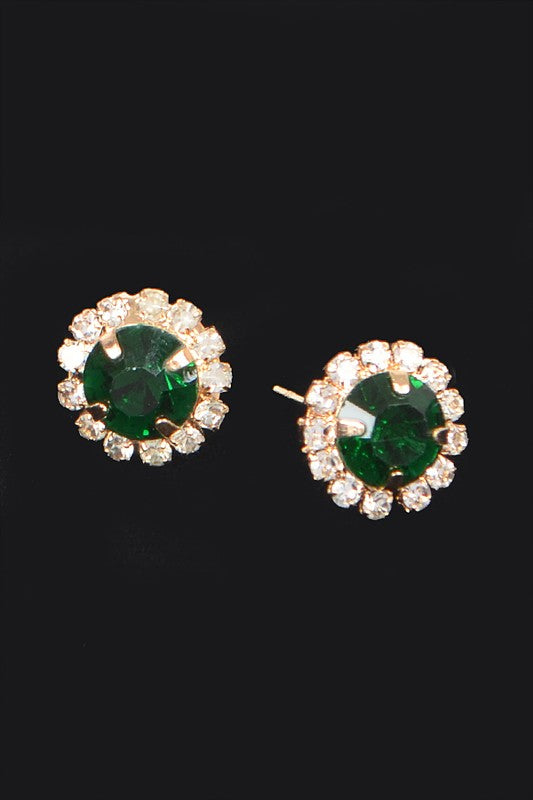 Color Stone Stud Earrings