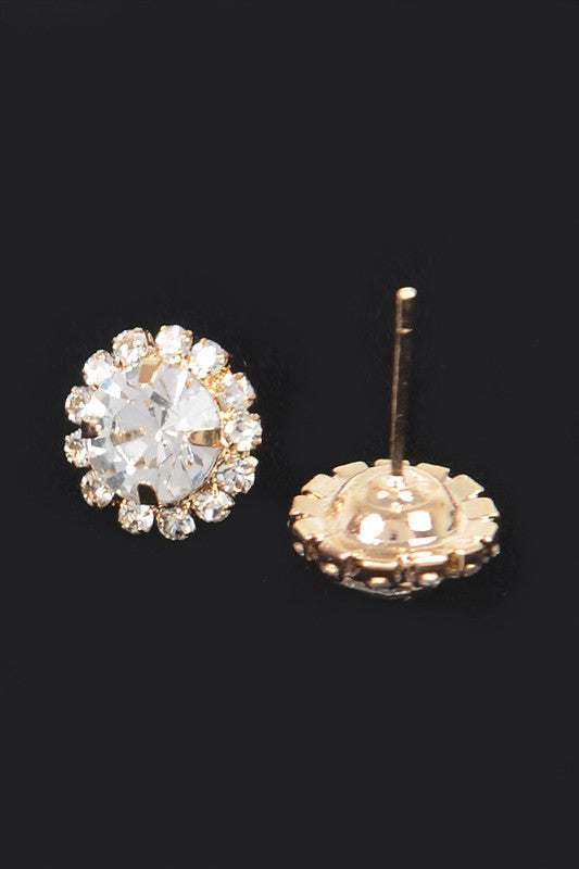 Color Stone Stud Earrings