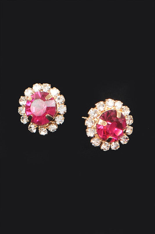 Color Stone Stud Earrings