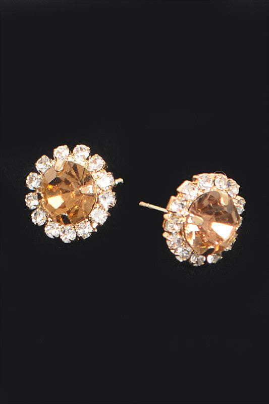 Color Stone Stud Earrings