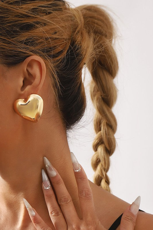 Chunky Heart Stud Earrings