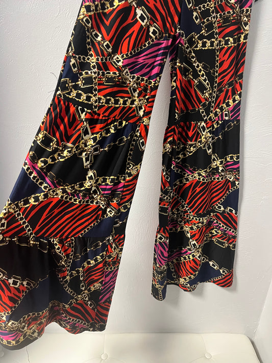 Chain Link Zebra Bellbottom Pants