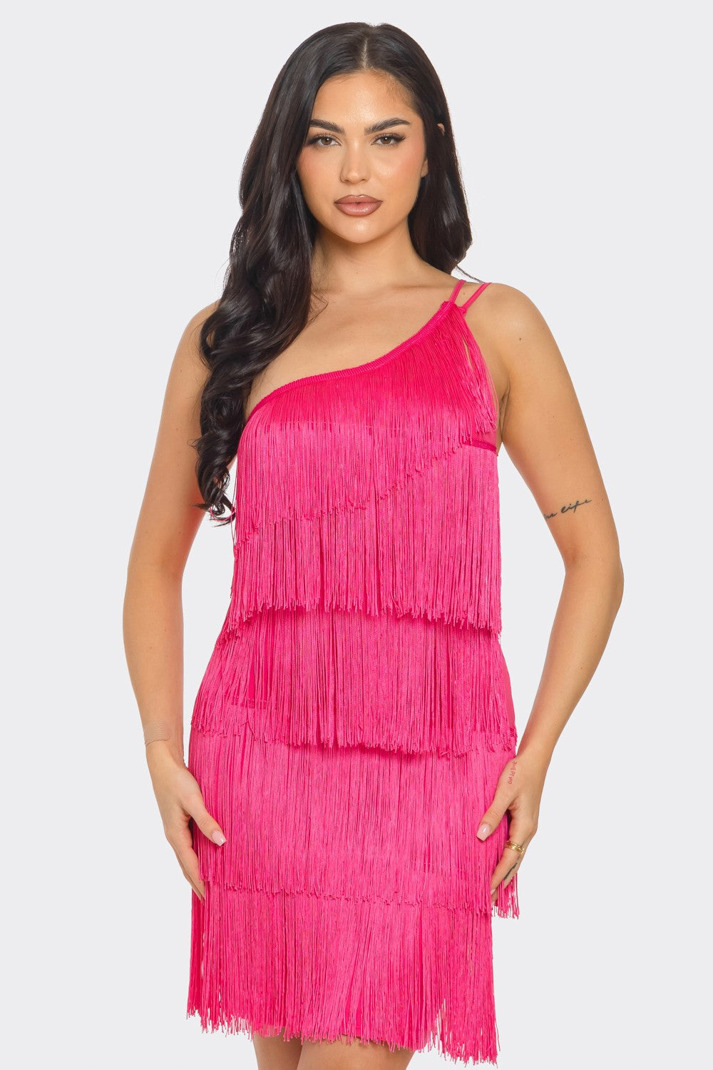 One Shoulder Fringe Dress