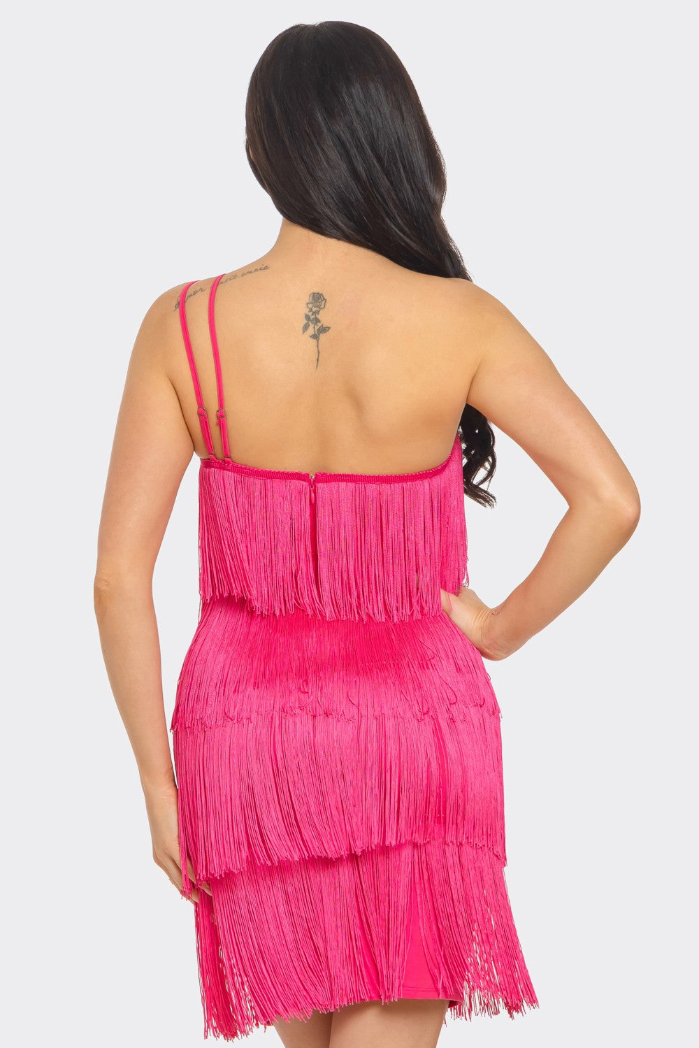 One Shoulder Fringe Dress