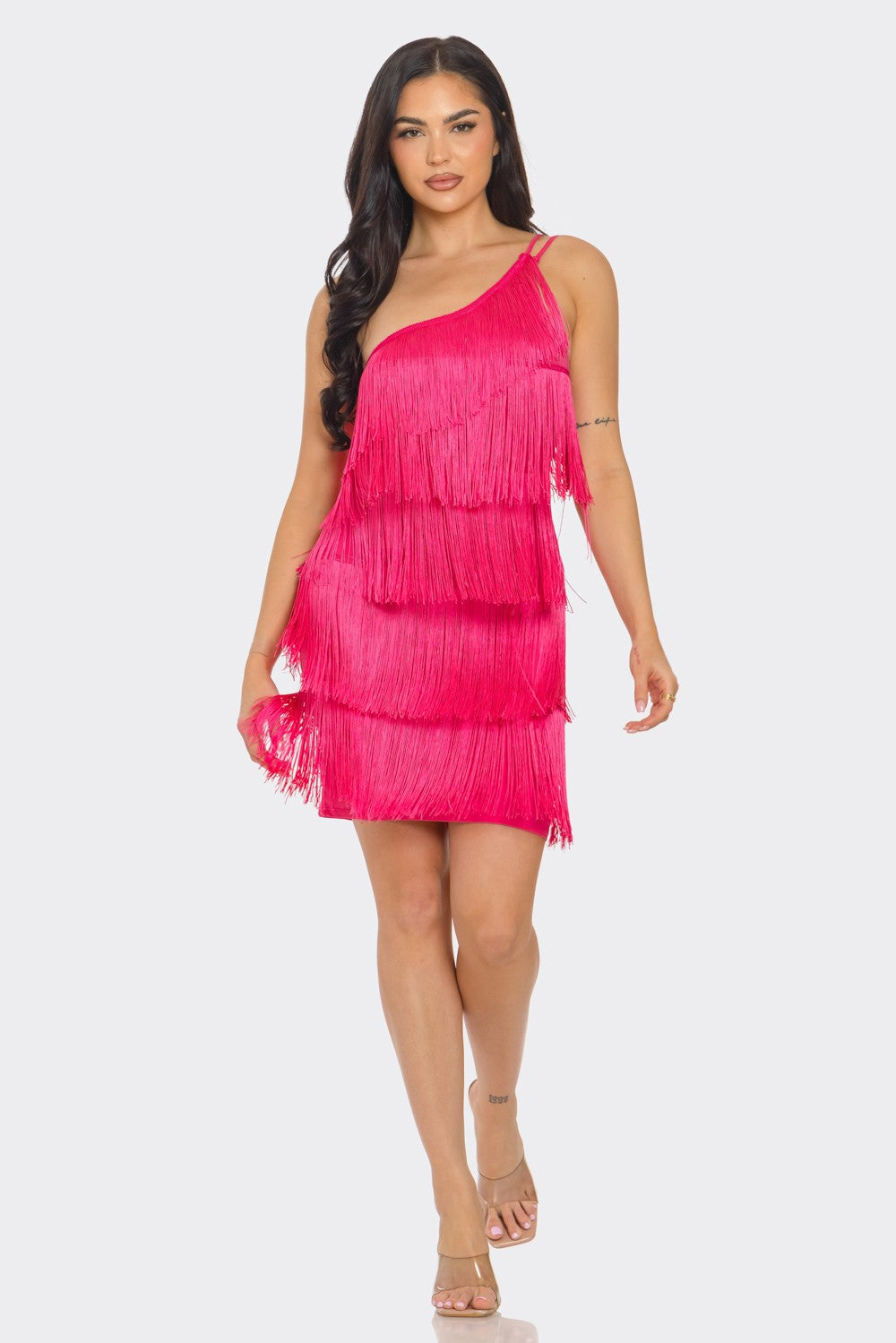 One Shoulder Fringe Dress