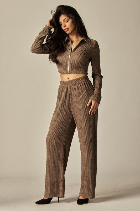 Crinkle Long Sleeve 2PC Set