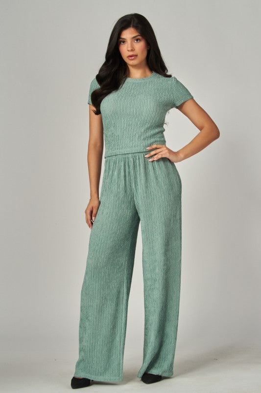 Crinkle Cap Sleeve 2PC Set