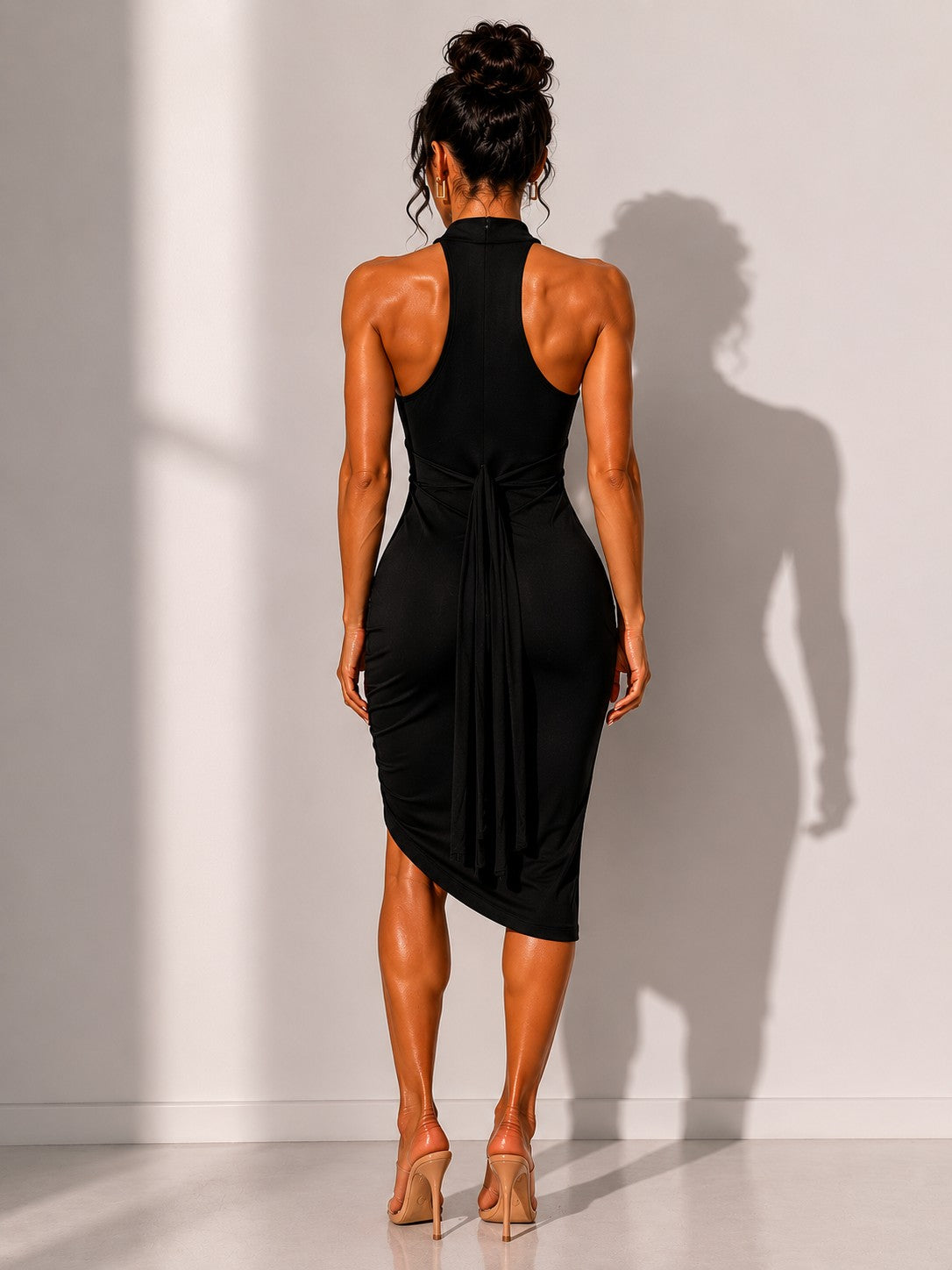 Halter Neckline Midi Dress