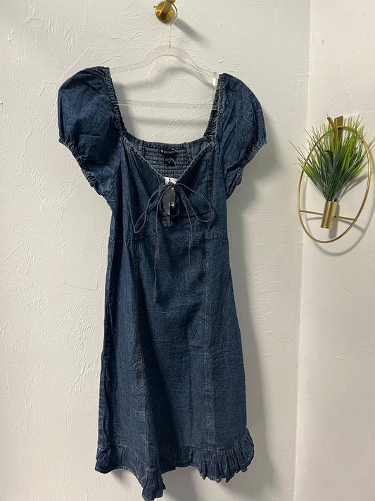 Denim Peasant Mini Dress