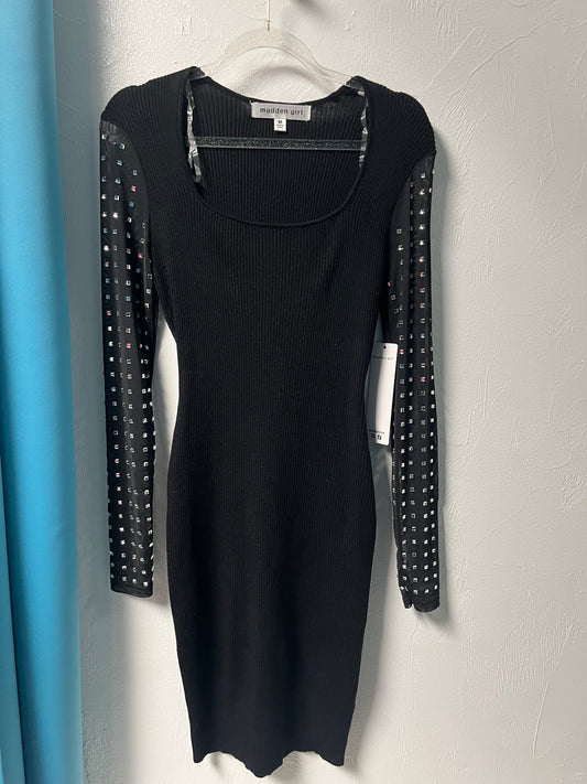 Rhinestone Sleeve Sweater Dress