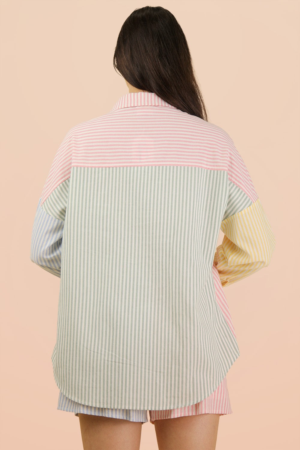 Stripe Color Block Short Set