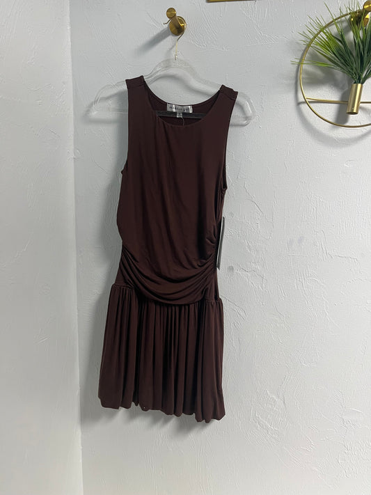Brown Simple Mini Dress
